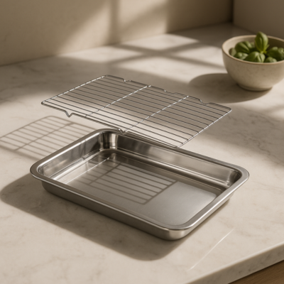 36 x 27 x 4.8 cm Plateau de Cuisson avec Grille | RoastingCook™