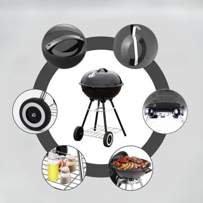 Barbecue_Portable_Campfire_Cooking_au_charbon_avec_Couvercle_rond_-_detail en photo