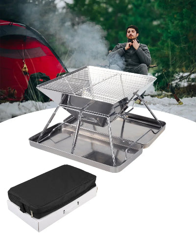 Brasero CARRE Pliable de Camping | Camp fire Cookingâą et coffre de transport