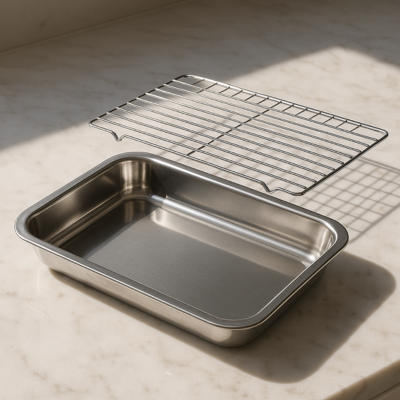 40 x 30 x 4.8 cm Plateau de Cuisson avec Grille | RoastingCook™
