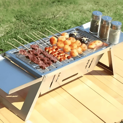 Barbecue Portable | Campfire Cooking™ Pliant de Table  - Cuisson Brochette