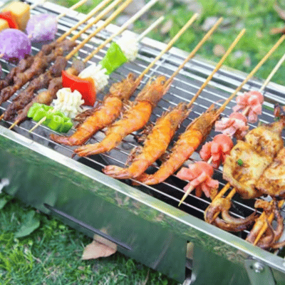 Barbecue Portable | Campfire Cooking™ Pliant de Table multiple brochettes