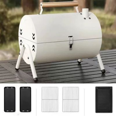 Blanc Barbecue Portable | Campfire Cooking™ avec Surface de Cuisson 2 en 1 détails des plaques