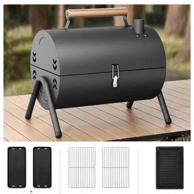 Noir Barbecue Portable | Campfire Cooking™ avec Surface de Cuisson 2 en 1 détails des plaques