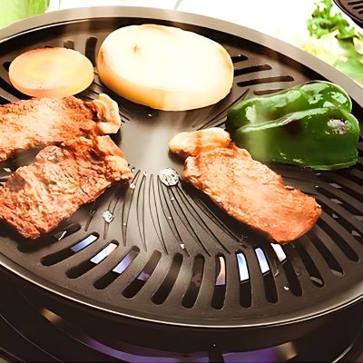 POELE A Barbecue rond COREEN sans FUMEE | RoastingCook™ - avec cuisson aliments barbecue