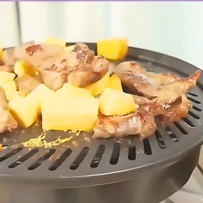 POELE A Barbecue rond COREEN sans FUMEE | RoastingCook™ - cuisson annanas et viande
