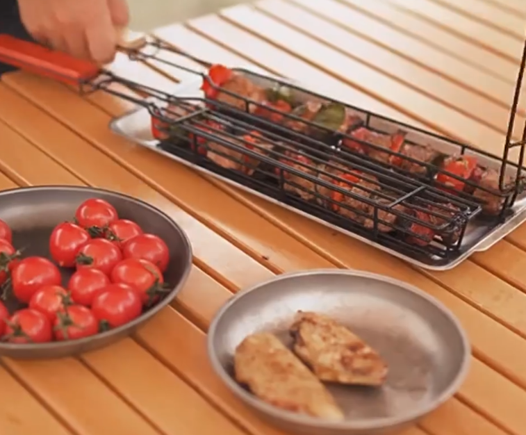 Panier Brochette Barbecue | RoastingCook™ assemblage de brochette terminé