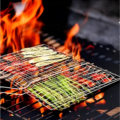 Panier grille barbecue pliable | RoastingCook™ legumes sur le feu