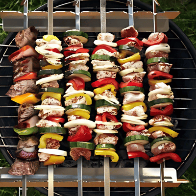 Grille Barbecue 2 Support Brochette | RoastingCook™ - CUISTO BBQ