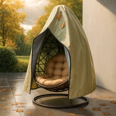 Housse Fauteuil Suspendu Beige | IMPERMEABLE PRENIUM™ - siege simple place en automne - CUISTO BBQ