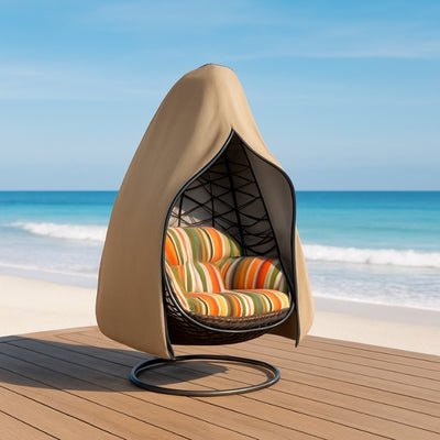 Housse Fauteuil Suspendu Beige | IMPERMEABLE PRENIUM™ - siege simple place - CUISTO BBQ