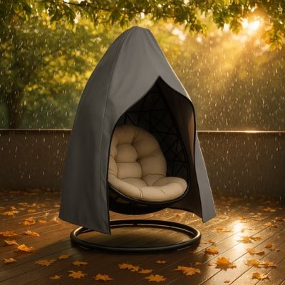 Housse Fauteuil Suspendu Grise | IMPERMEABLE PRENIUM™ - siege simple place en automne - CUISTO BBQ
