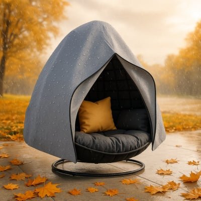 Housse Fauteuil Suspendu Grise | IMPERMEABLE PRENIUM™ - siege double place en automne - CUISTO BBQ