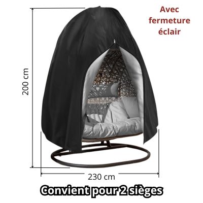 Housse Fauteuil Suspendu Noire | IMPERMEABLE PRENIUM™ - CUISTO BBQ