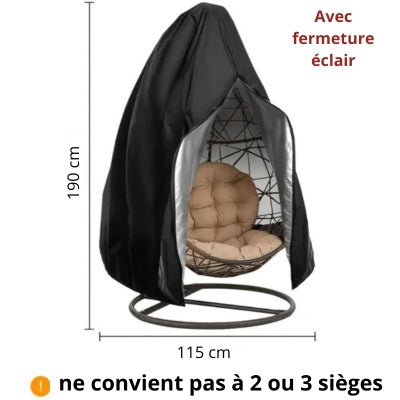 Housse Fauteuil Suspendu Noire | IMPERMEABLE PRENIUM™ - CUISTO BBQ