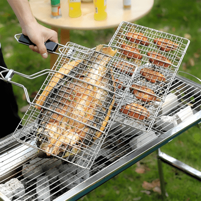 Panier grille barbecue pliable | RoastingCook™ - CUISTO BBQ